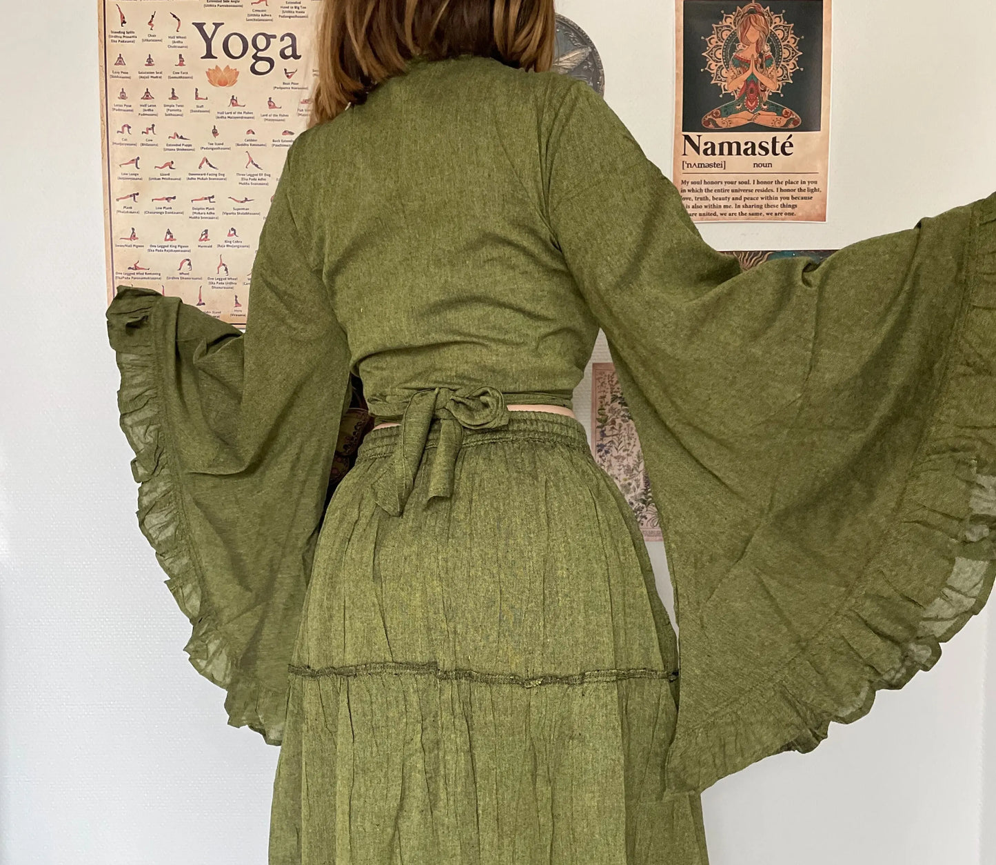 UCCA︱Top à manches évasées en coton avec volants