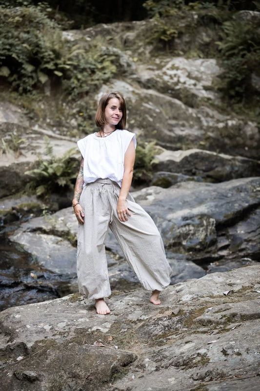 KALINKO︱Pantalon Bouffant Epais Chanvre