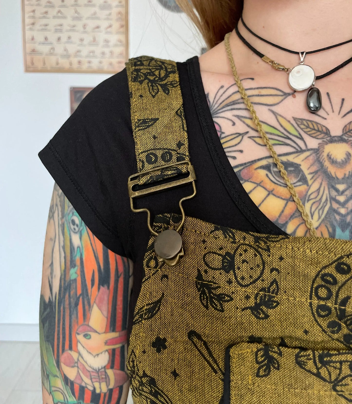 MUSHRO︱Combishort style bohème à imprimés champignons/célèste