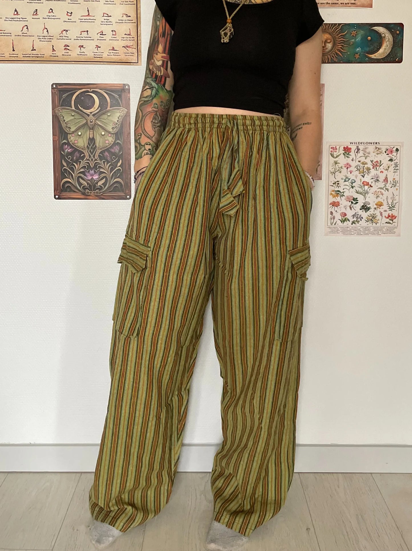 TALA︱Pantalon cargo unisexe en coton multicolore