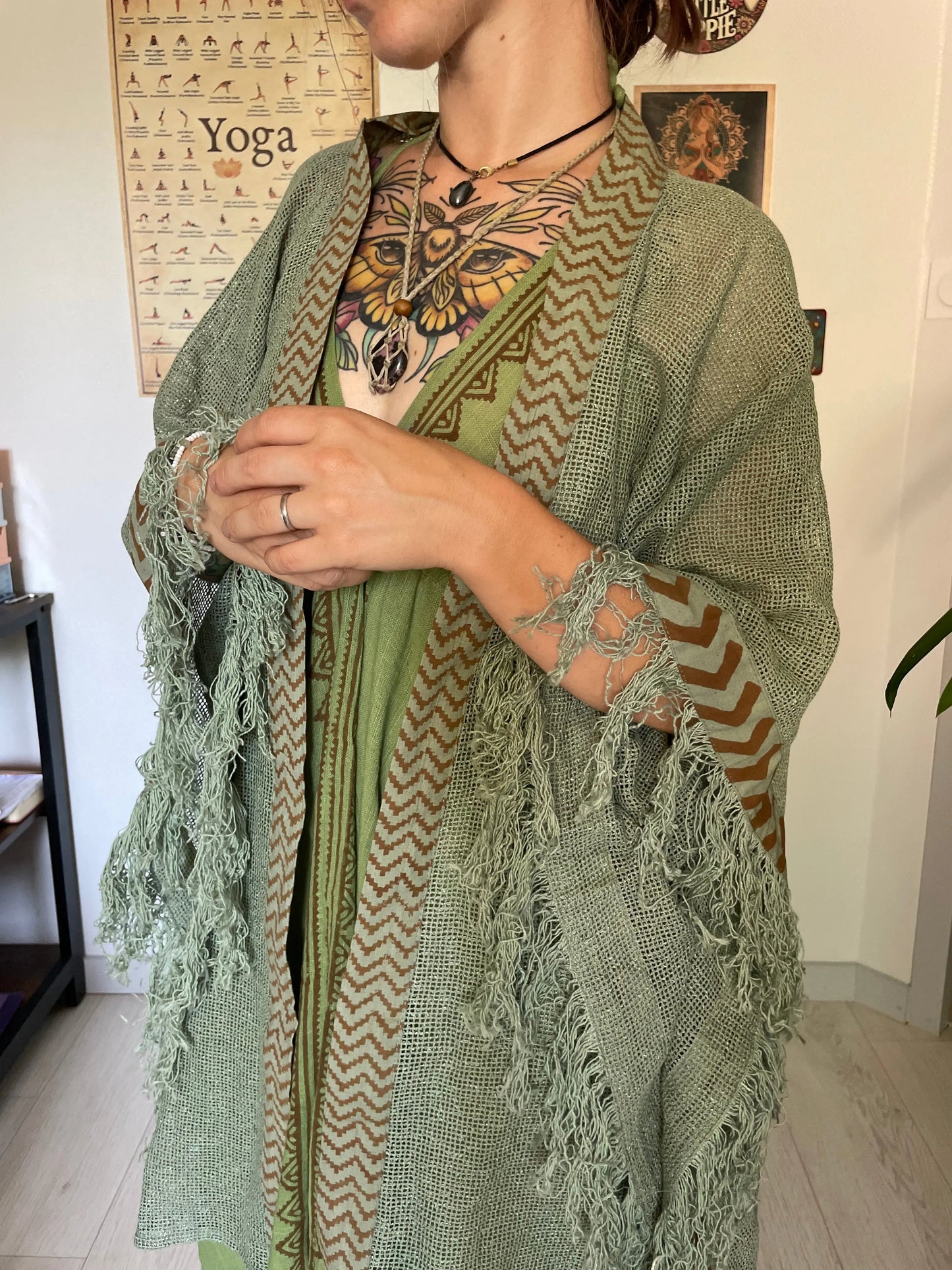 Kimono à franges 100% coton Yogiâme