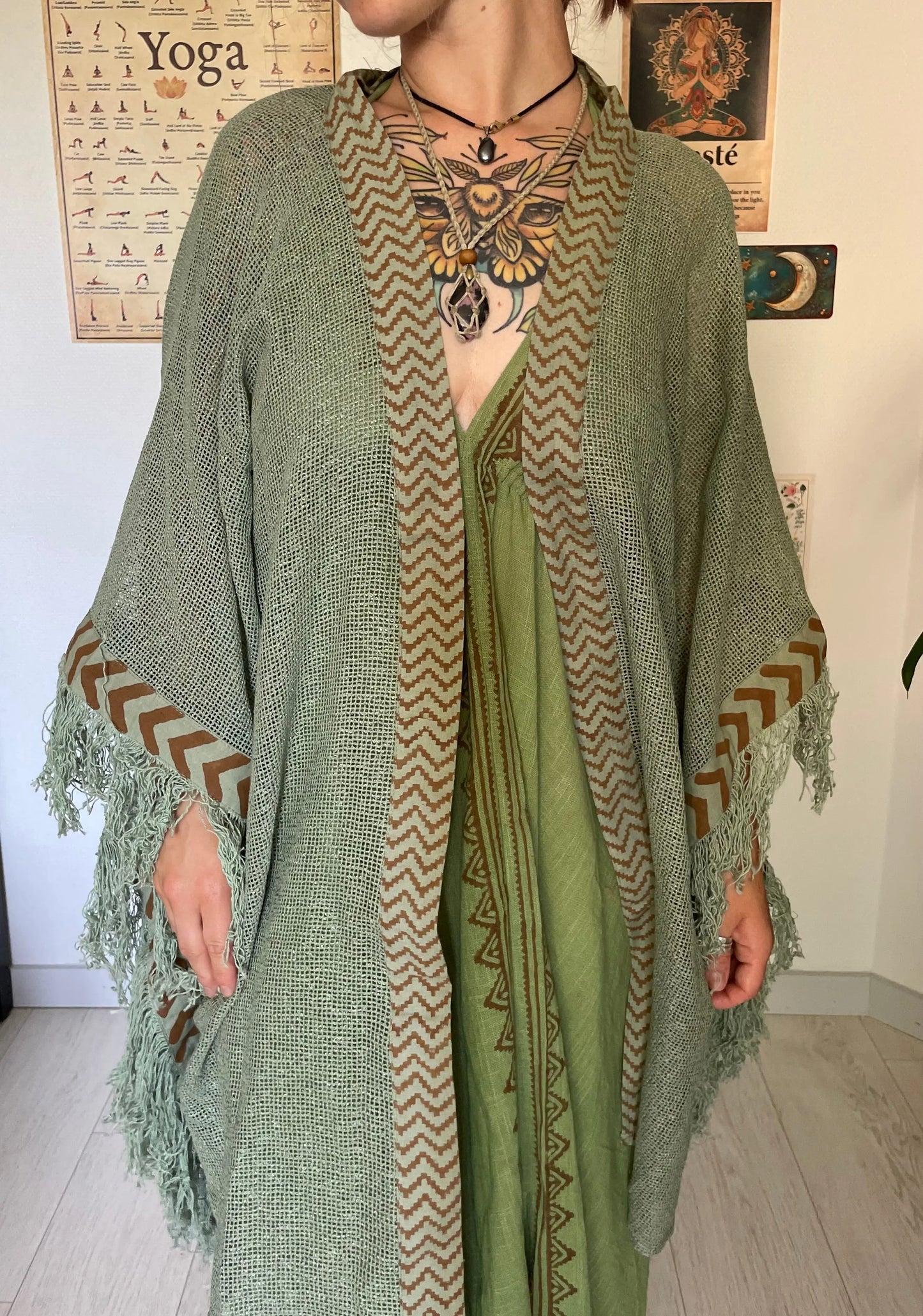 Kimono à franges 100% coton Yogiâme