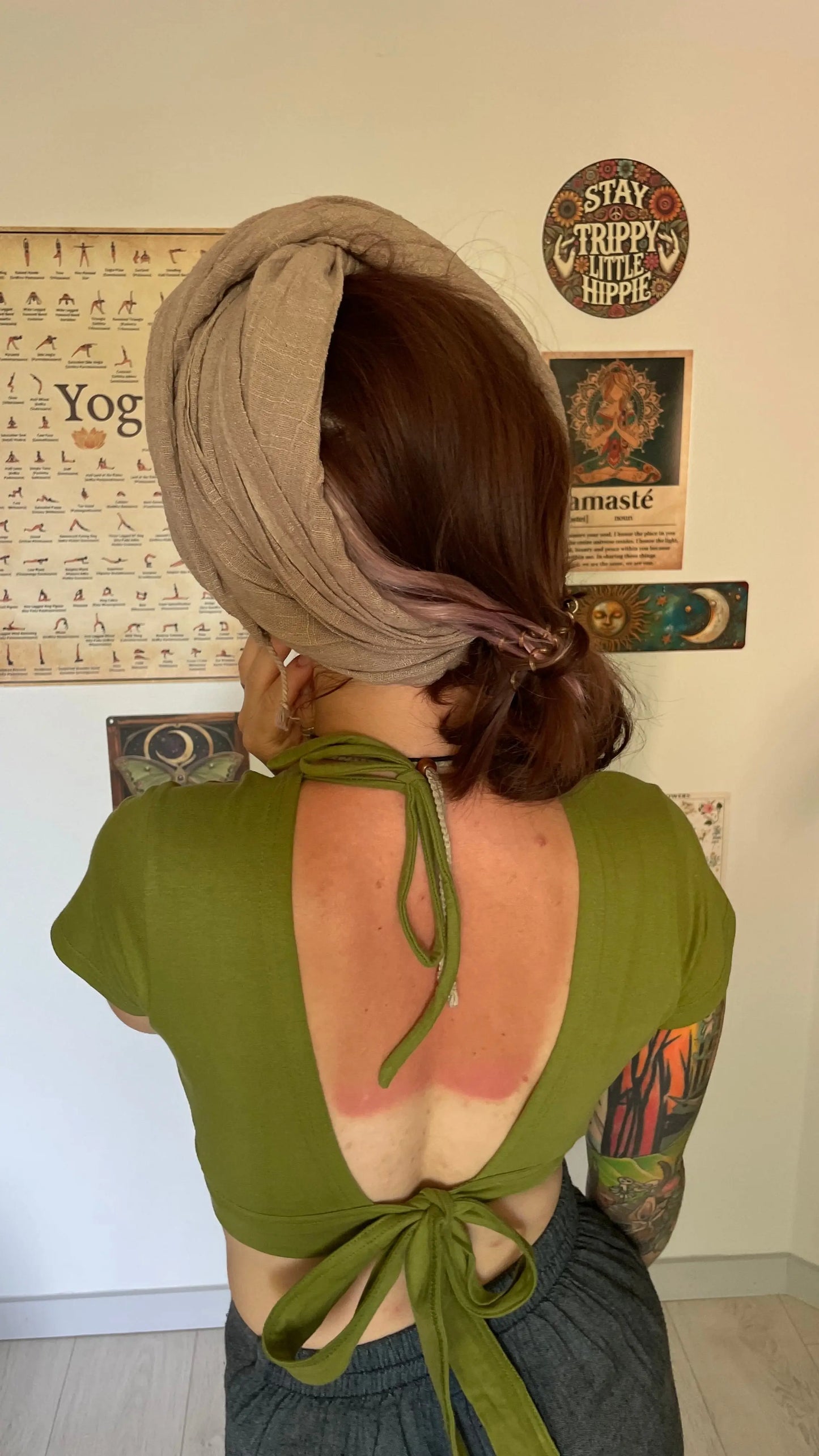 Foulard beige 100% coton avec franges Yogiâme