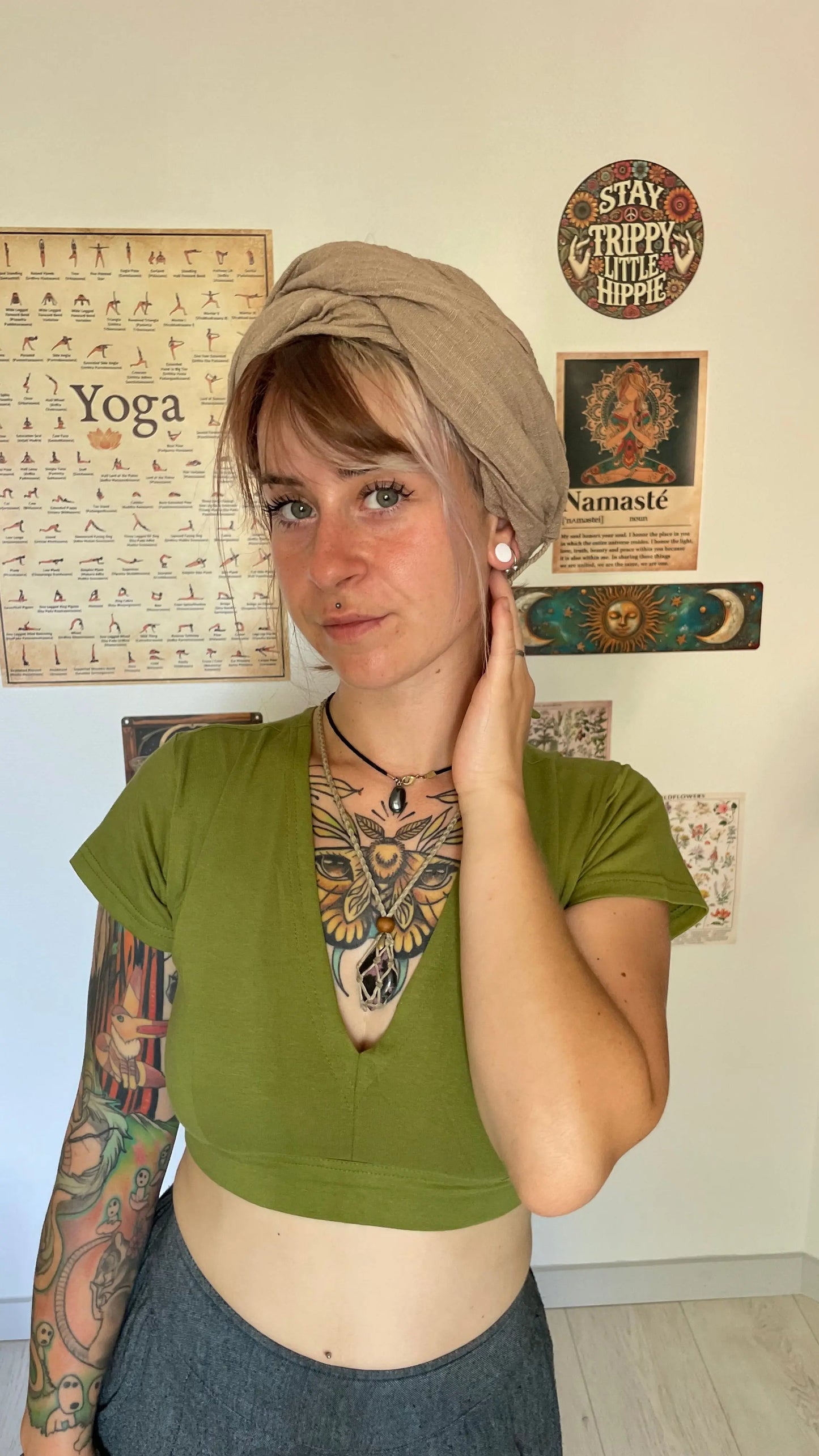 Foulard beige 100% coton avec franges Yogiâme