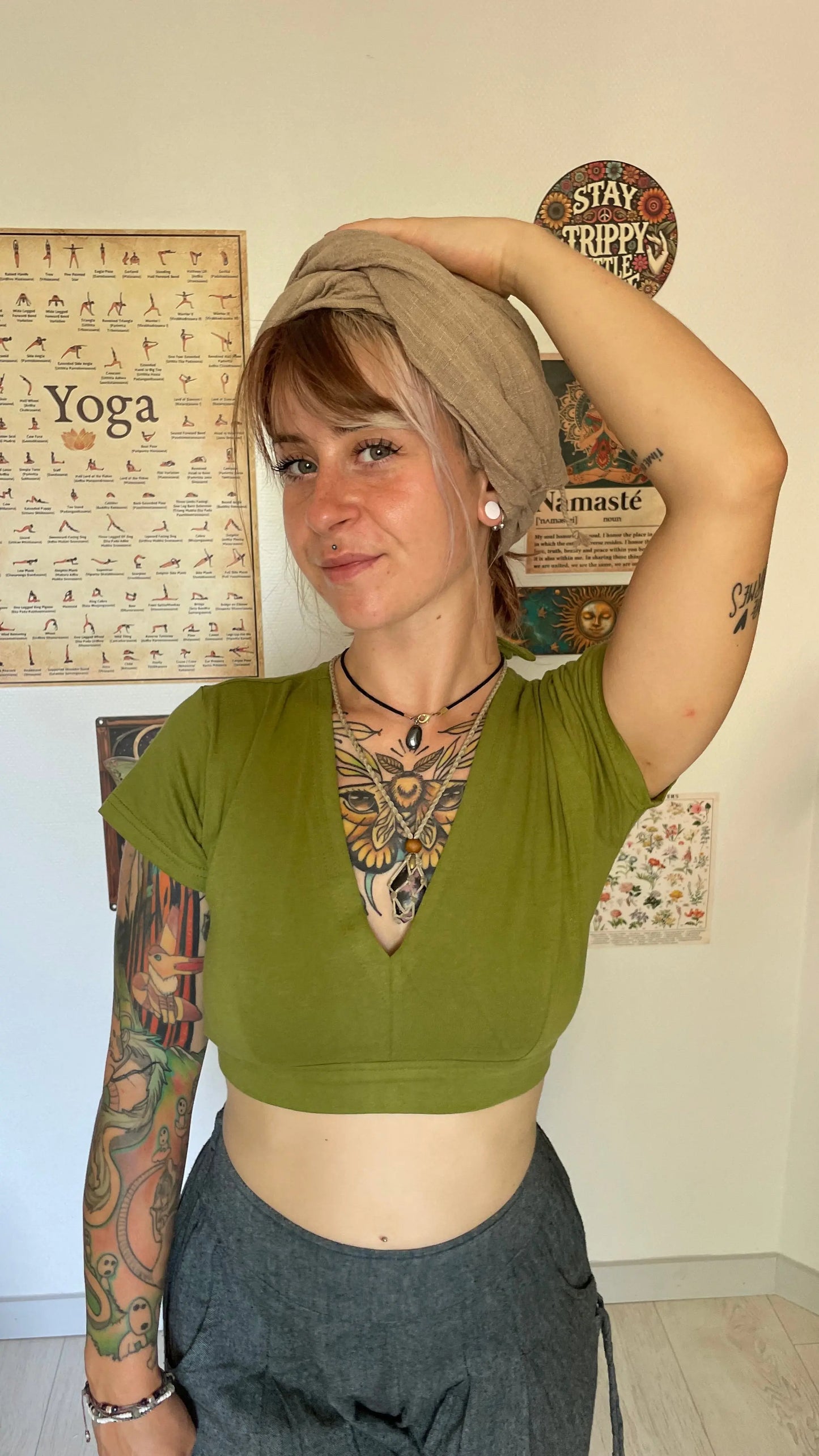 Foulard beige 100% coton avec franges Yogiâme